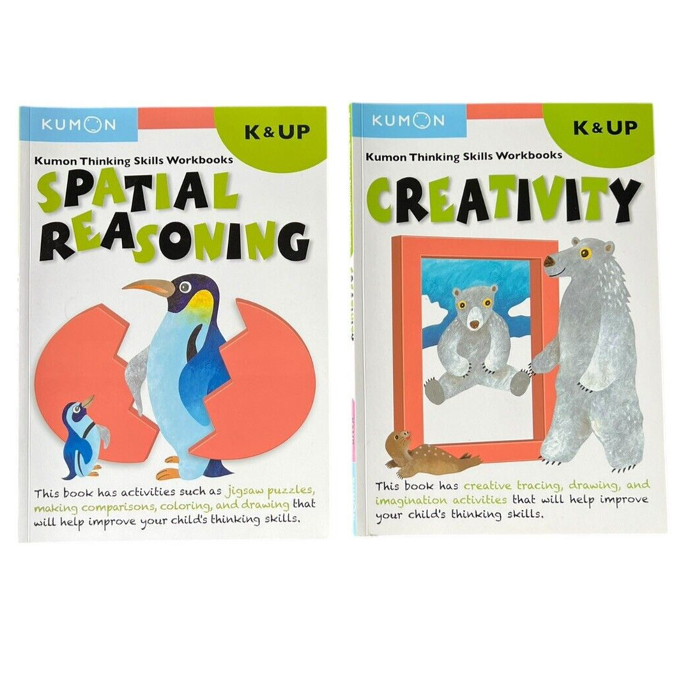 2 Kumon Thinking Skills Workbooks K and Up: Spatial Reasoning and Creativity NEW